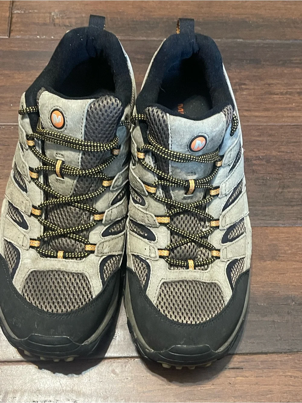 Merrell Men’s Gray and Black Hiking Boots with Tan Accents